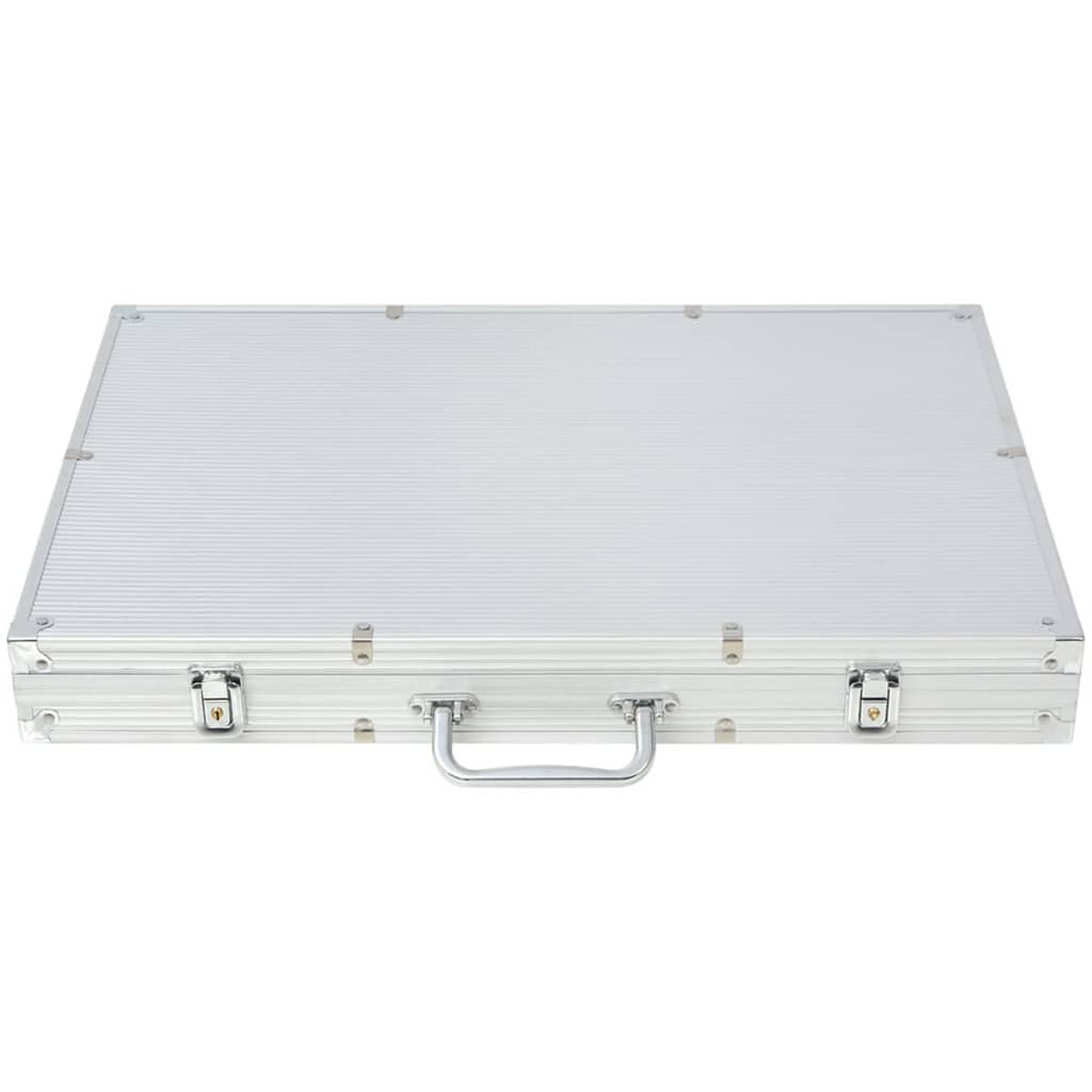 Pokerset met 1000 laser chips aluminium