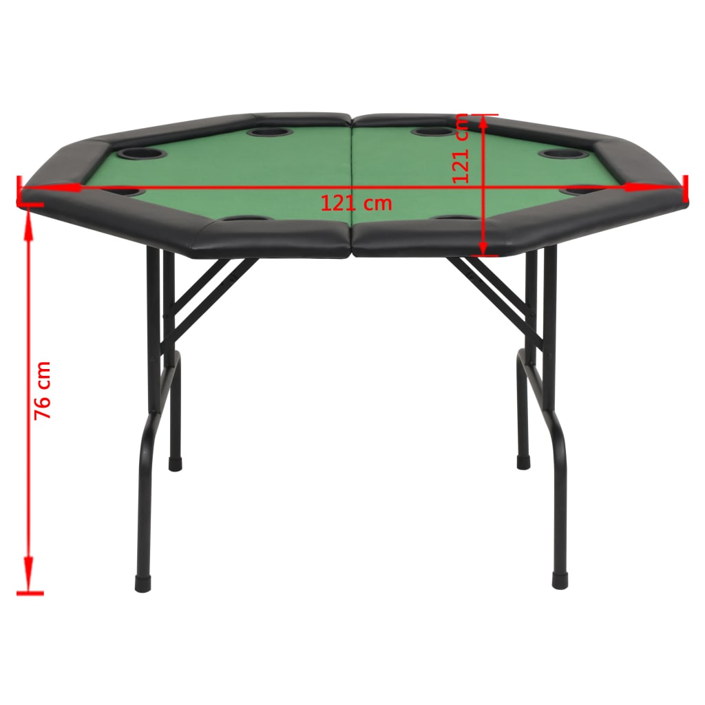 Pokertafel voor 8 spelers achthoekig 2-voudig inklapbaar groen