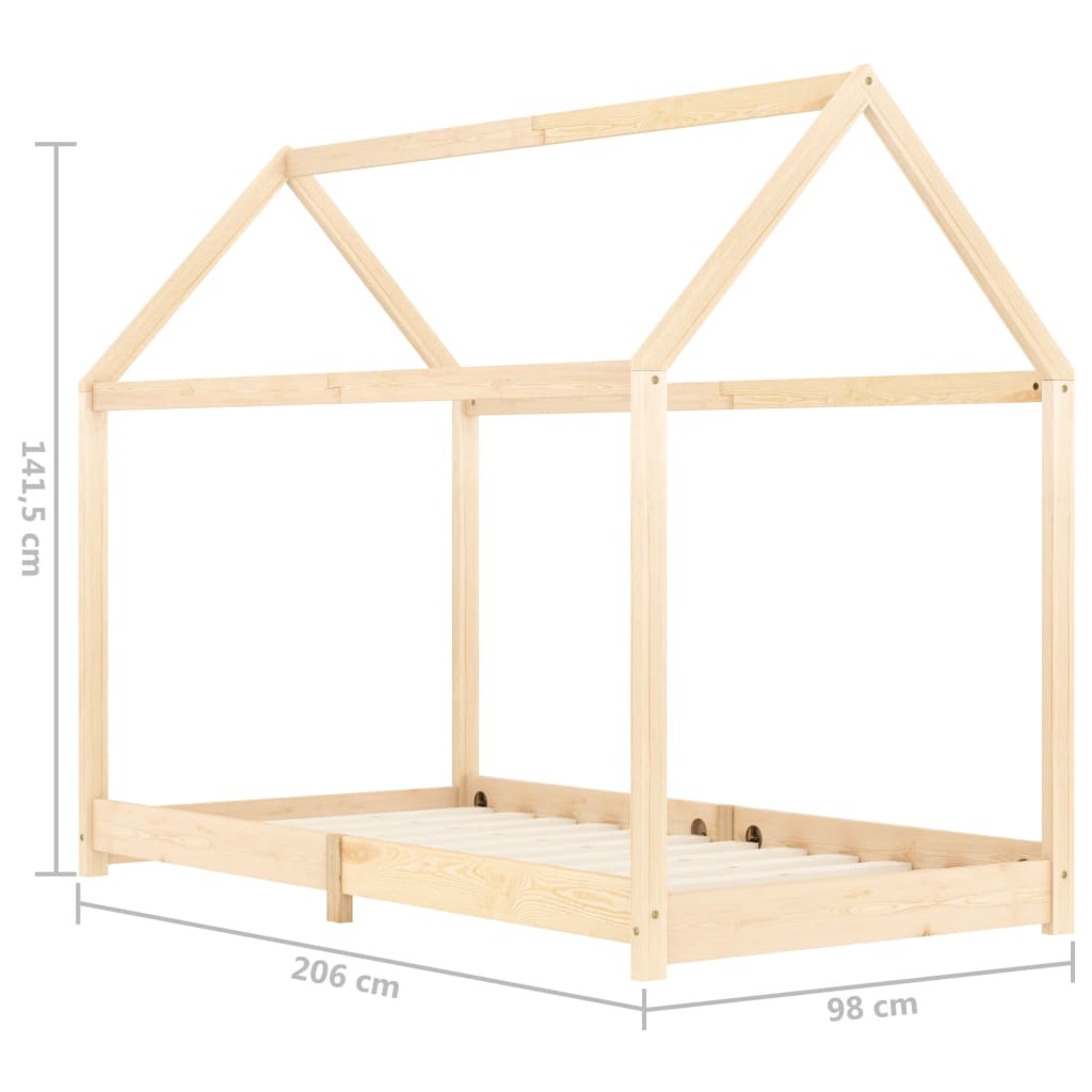 Kinderbedframe massief grenenhout 90x200 cm