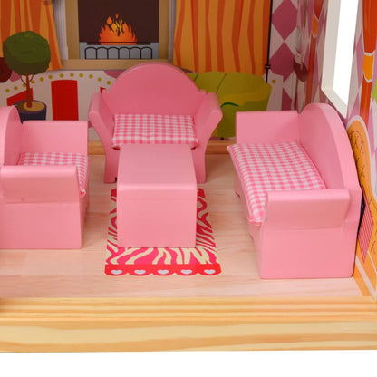 Poppenhuis 3 verdiepingen 60x30x90 cm hout