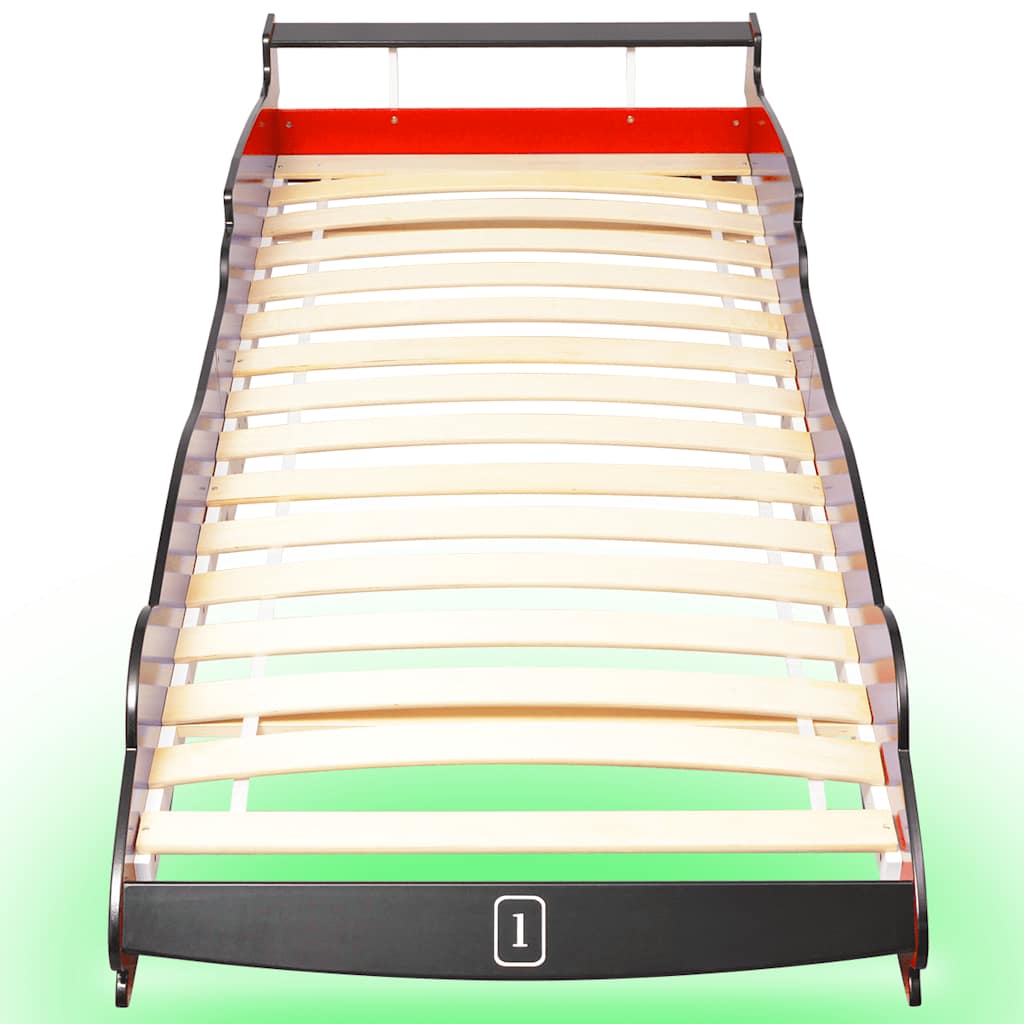 Kinderbed raceauto met LED-verlichting rood 90x200 cm