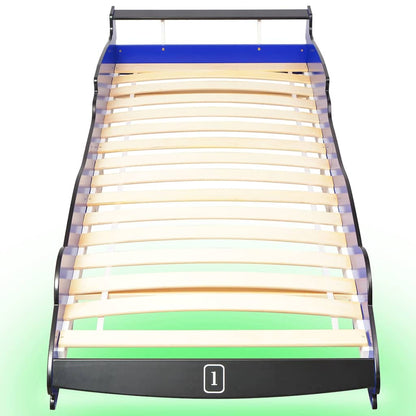 Kinderbed raceauto met LED-verlichting blauw 90x200 cm