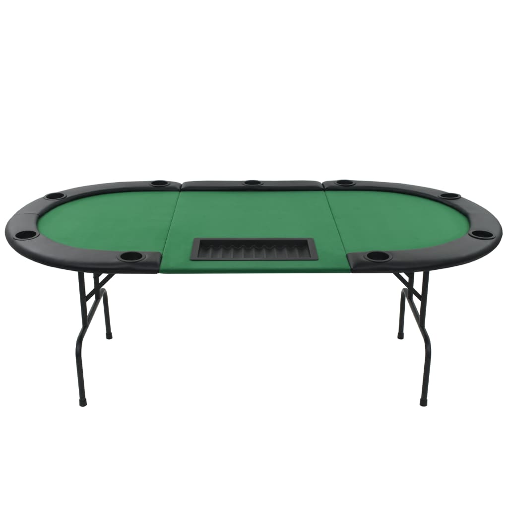 Pokertafel voor 9 spelers ovaal 3-voudig inklapbaar groen