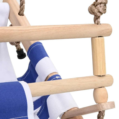 Babyschommel met veiligheidsgordel katoen hout blauw