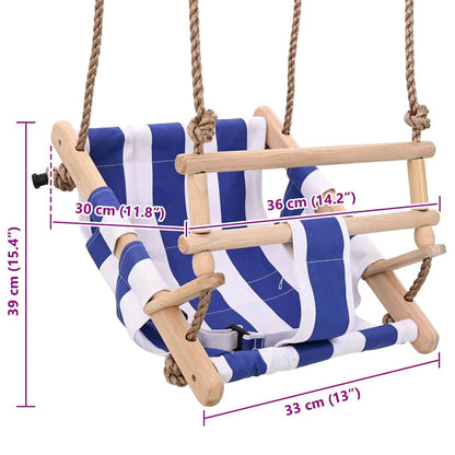 Babyschommel met veiligheidsgordel katoen hout blauw