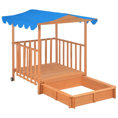 Kinderspeelhuis met zandbak UV50 vurenhout blauw