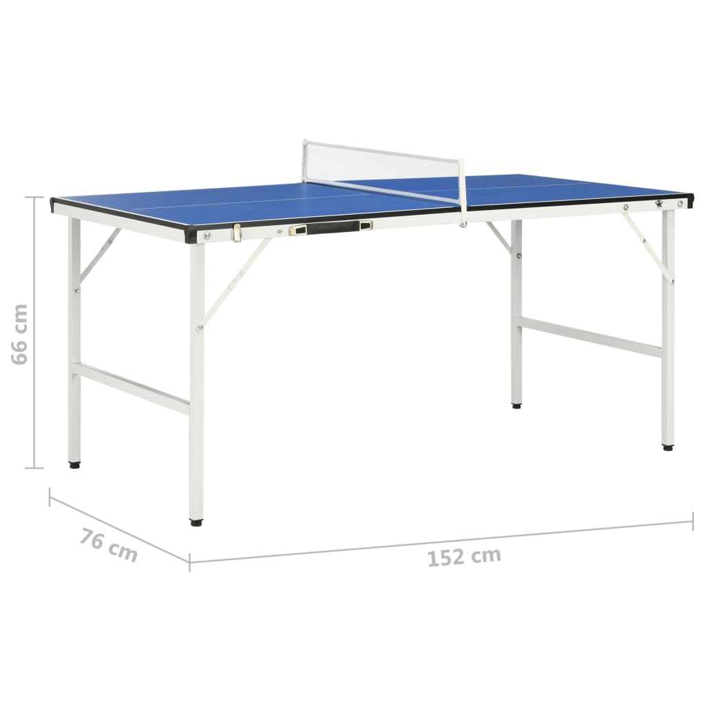 Tafeltennistafel 152x76x66 cm met net 152x76x66 cm blauw