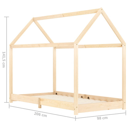 Kinderbedframe massief grenenhout 90x200 cm