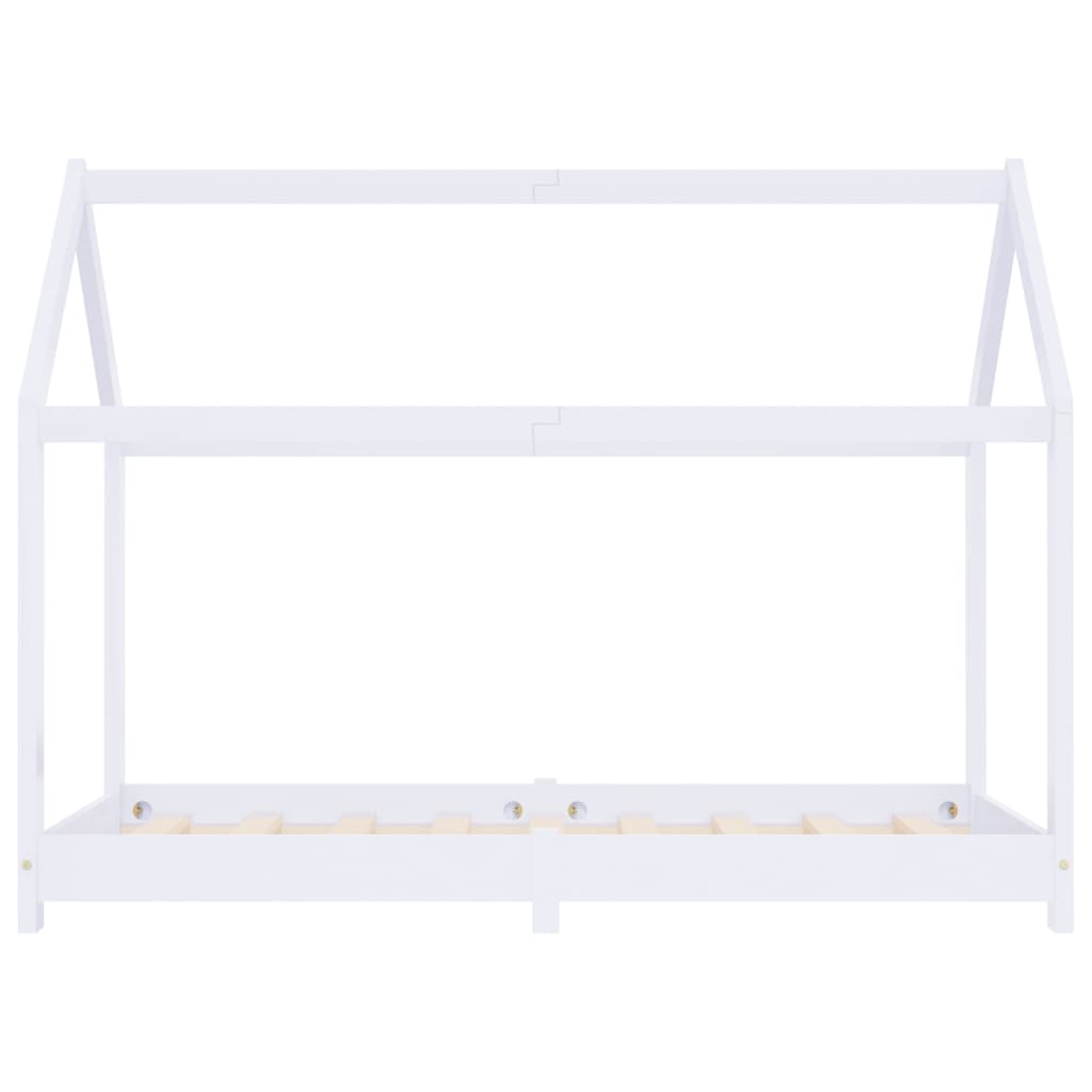 Kinderbedframe massief grenenhout wit 70x140 cm