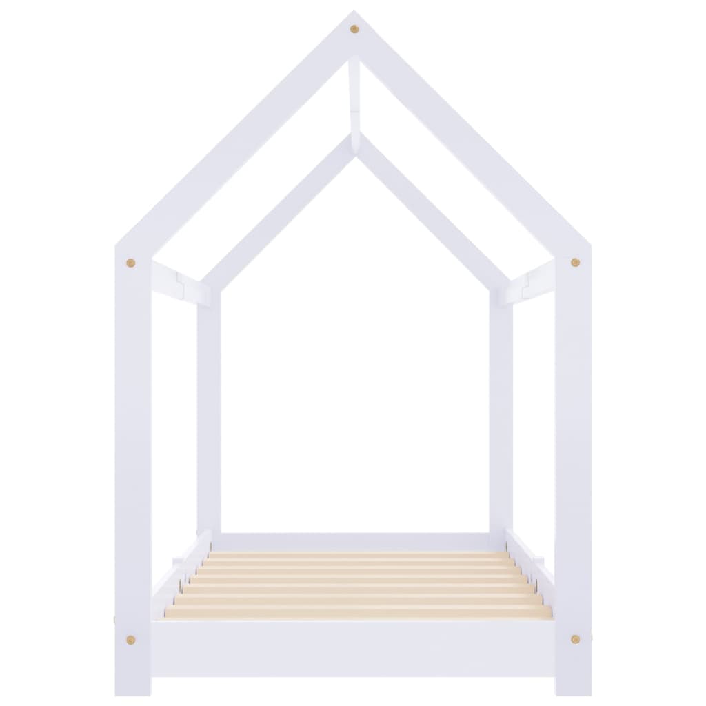 Kinderbedframe massief grenenhout wit 70x140 cm