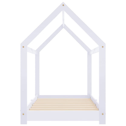 Kinderbedframe massief grenenhout wit 70x140 cm