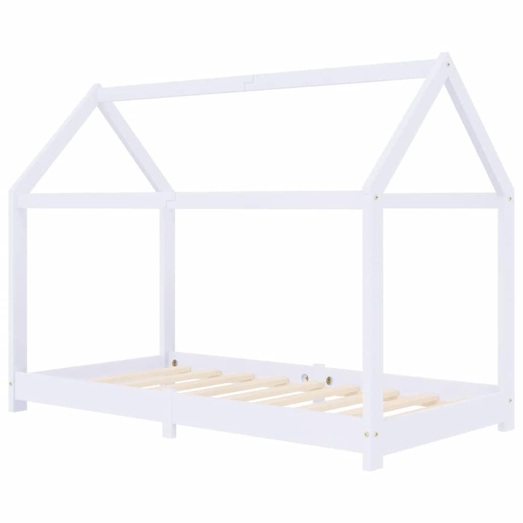Kinderbedframe massief grenenhout wit 80x160 cm