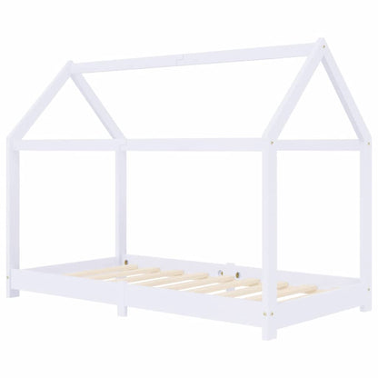 Kinderbedframe massief grenenhout wit 80x160 cm