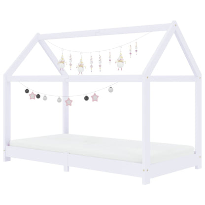 Kinderbedframe massief grenenhout wit 80x160 cm