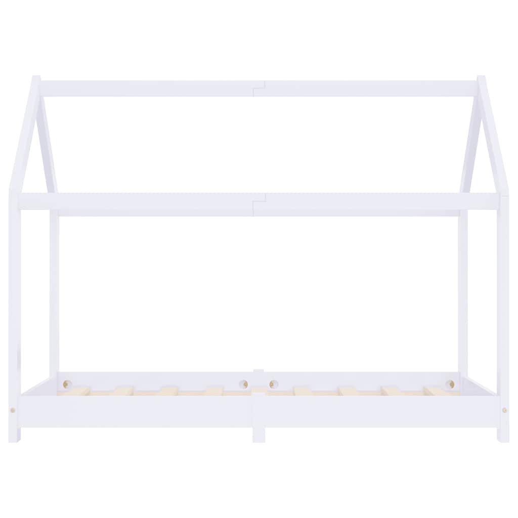 Kinderbedframe massief grenenhout wit 80x160 cm