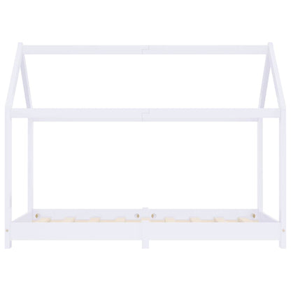Kinderbedframe massief grenenhout wit 80x160 cm