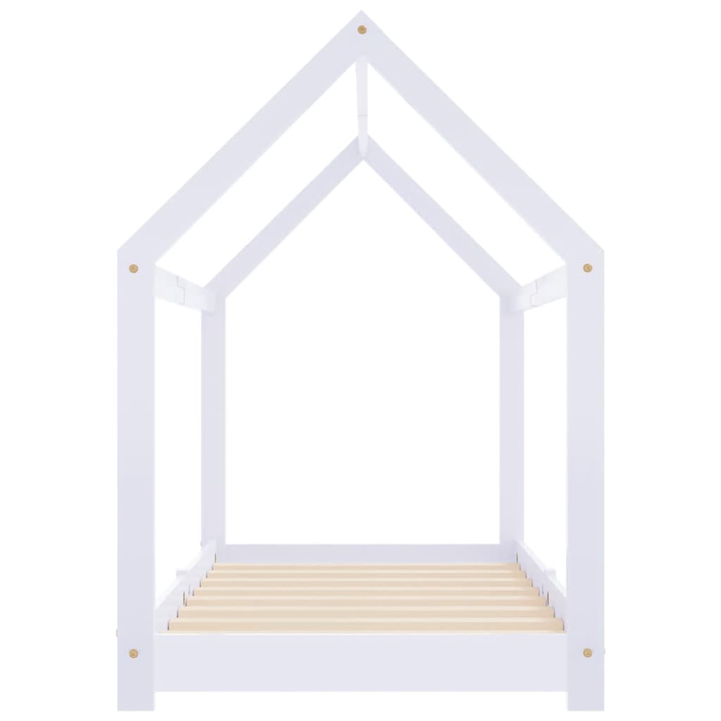 Kinderbedframe massief grenenhout wit 80x160 cm