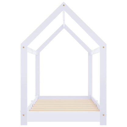 Kinderbedframe massief grenenhout wit 80x160 cm