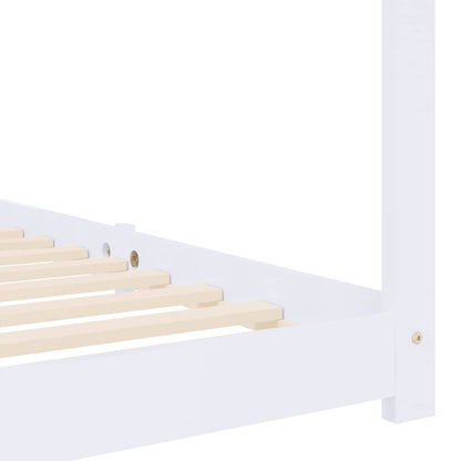 Kinderbedframe massief grenenhout wit 80x160 cm