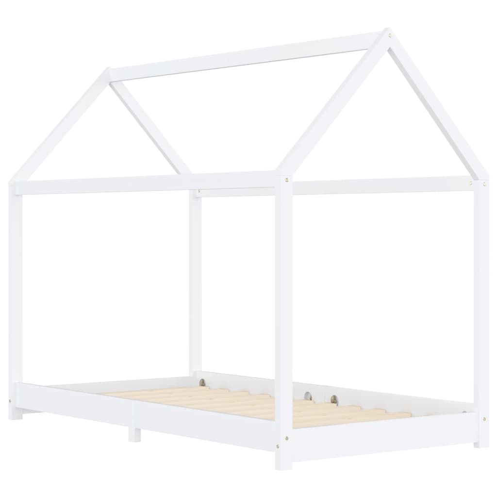 Kinderbedframe massief grenenhout wit 90x200 cm