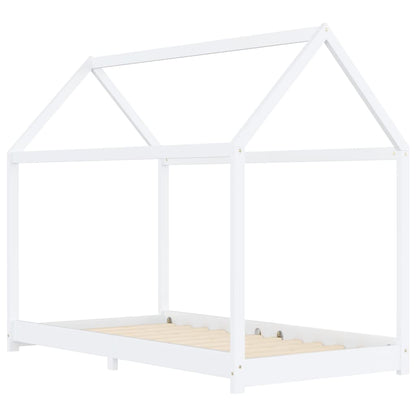 Kinderbedframe massief grenenhout wit 90x200 cm