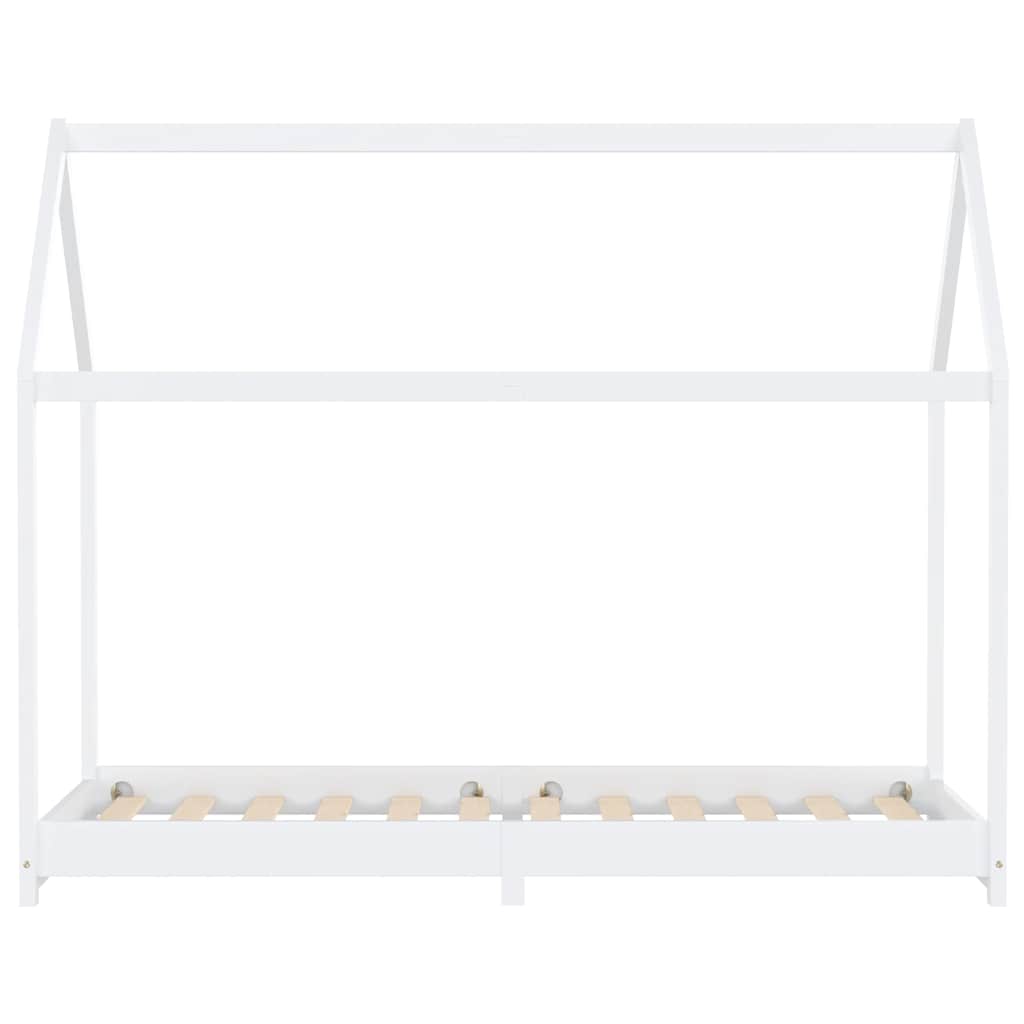 Kinderbedframe massief grenenhout wit 90x200 cm