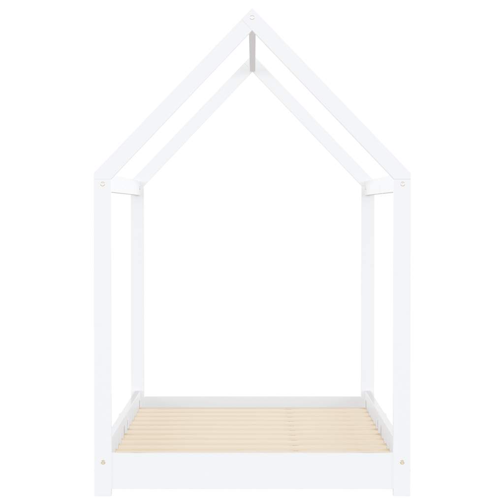 Kinderbedframe massief grenenhout wit 90x200 cm