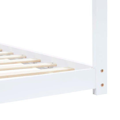 Kinderbedframe massief grenenhout wit 90x200 cm