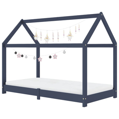 Kinderbedframe massief grenenhout grijs 80x160 cm