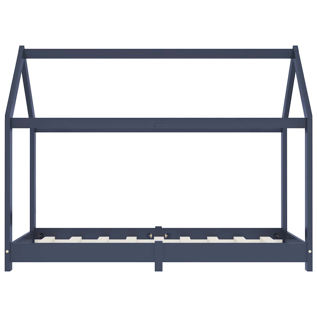 Kinderbedframe massief grenenhout grijs 80x160 cm