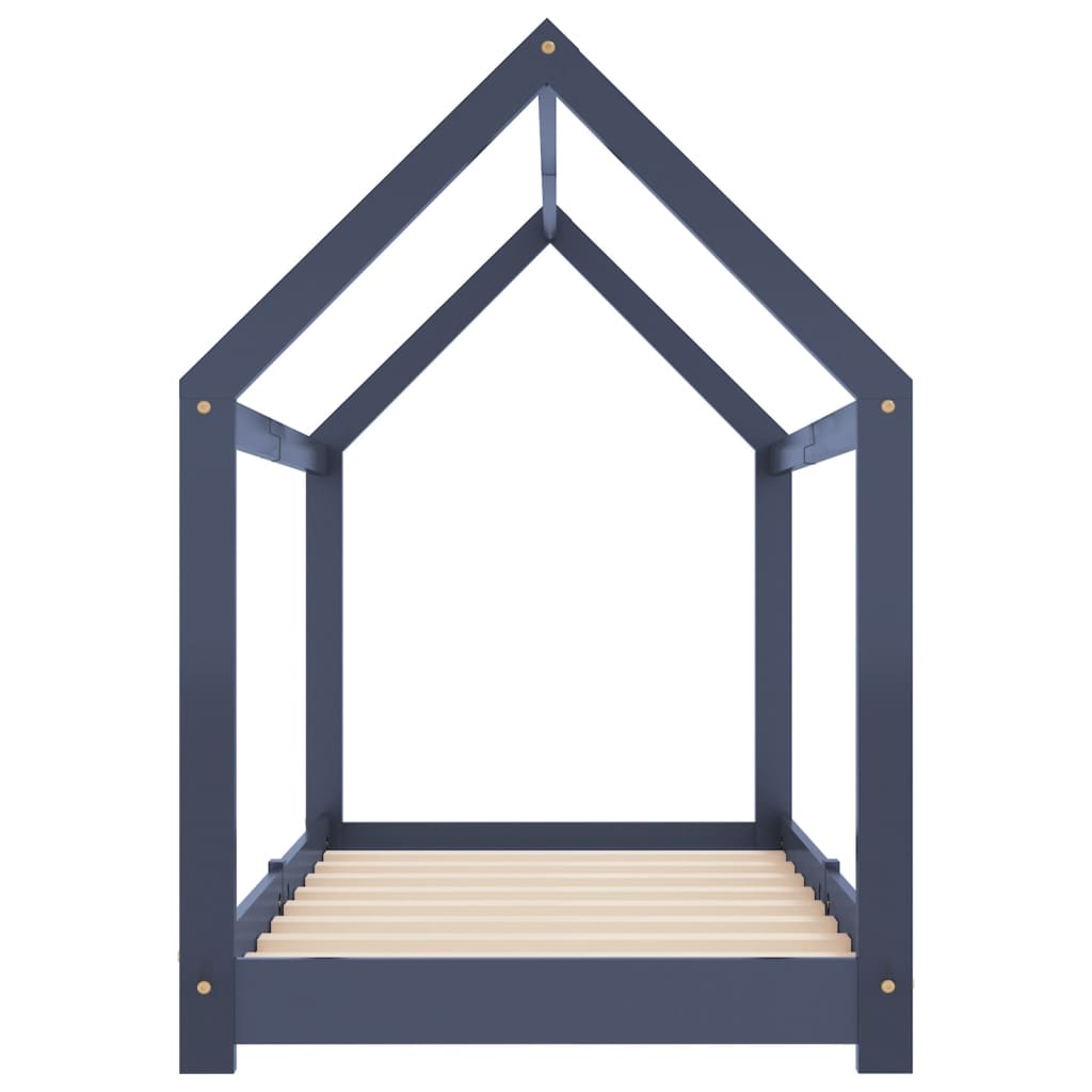 Kinderbedframe massief grenenhout grijs 80x160 cm