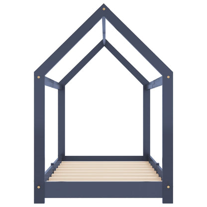 Kinderbedframe massief grenenhout grijs 80x160 cm