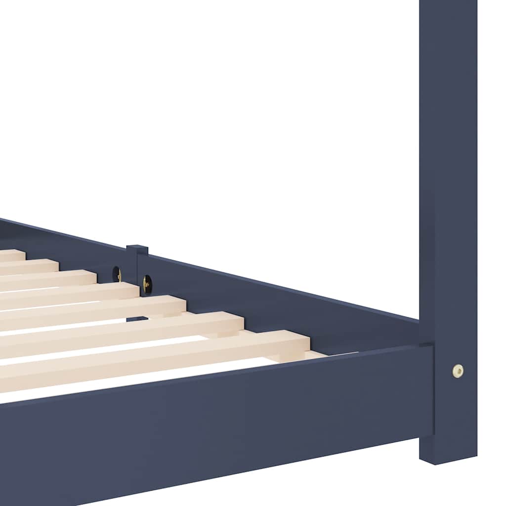 Kinderbedframe massief grenenhout grijs 80x160 cm