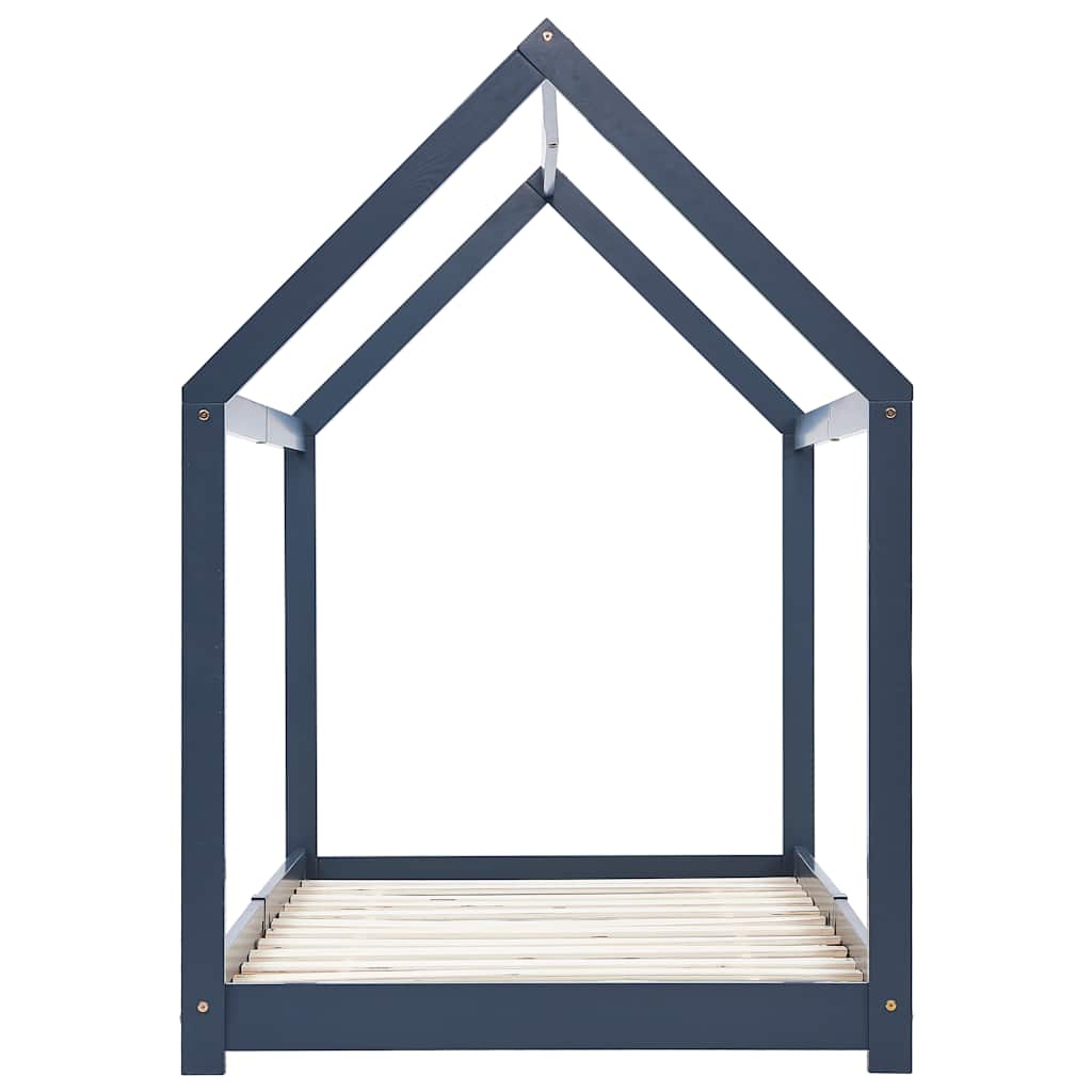 Kinderbedframe massief grenenhout grijs 90x200 cm
