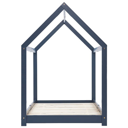 Kinderbedframe massief grenenhout grijs 90x200 cm