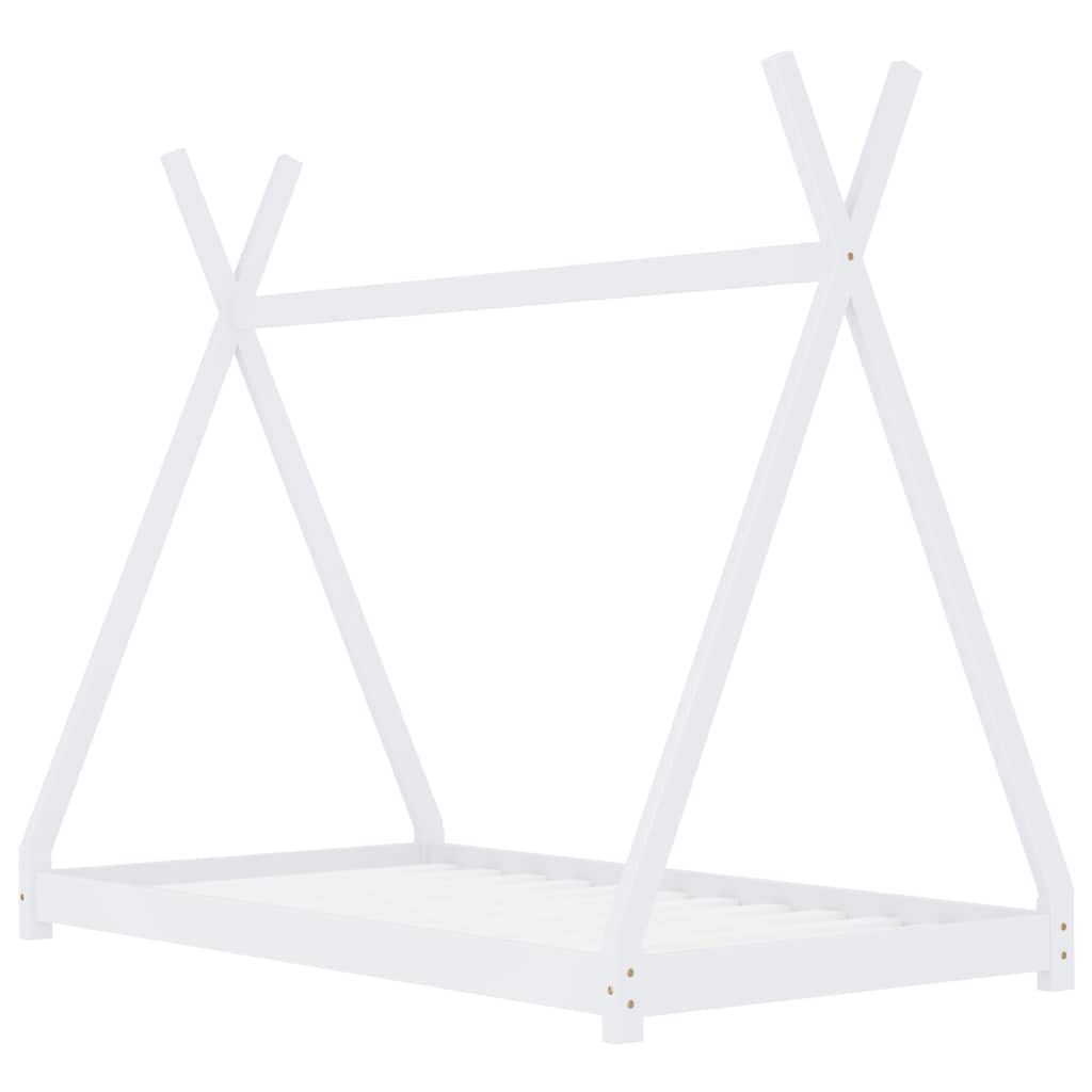 Kinderbedframe massief grenenhout wit 70x140 cm