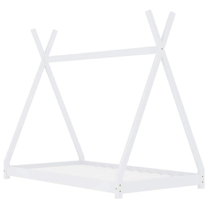 Kinderbedframe massief grenenhout wit 70x140 cm