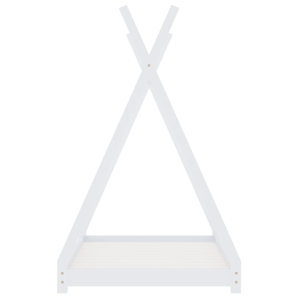 Kinderbedframe massief grenenhout wit 70x140 cm