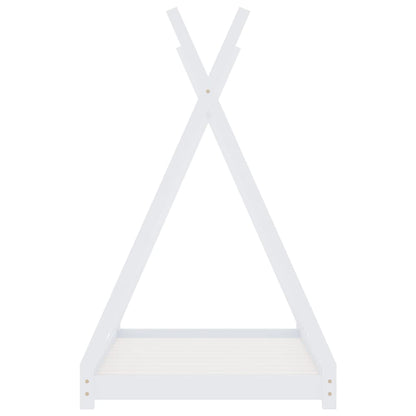 Kinderbedframe massief grenenhout wit 70x140 cm