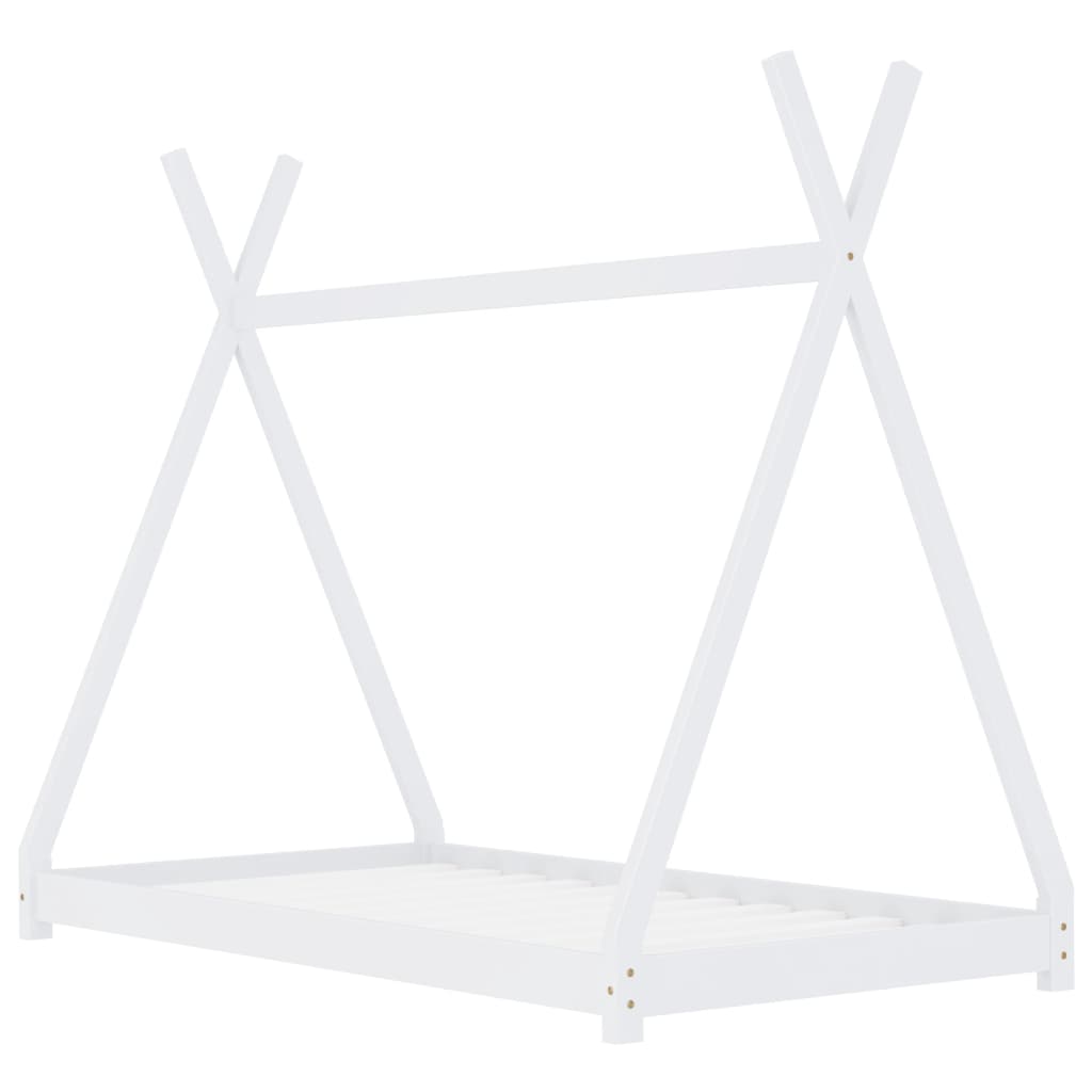 Kinderbedframe massief grenenhout wit 80x160 cm