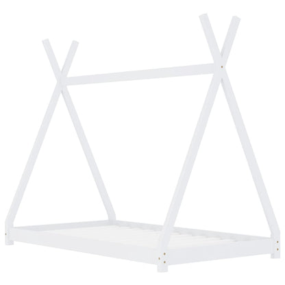 Kinderbedframe massief grenenhout wit 80x160 cm