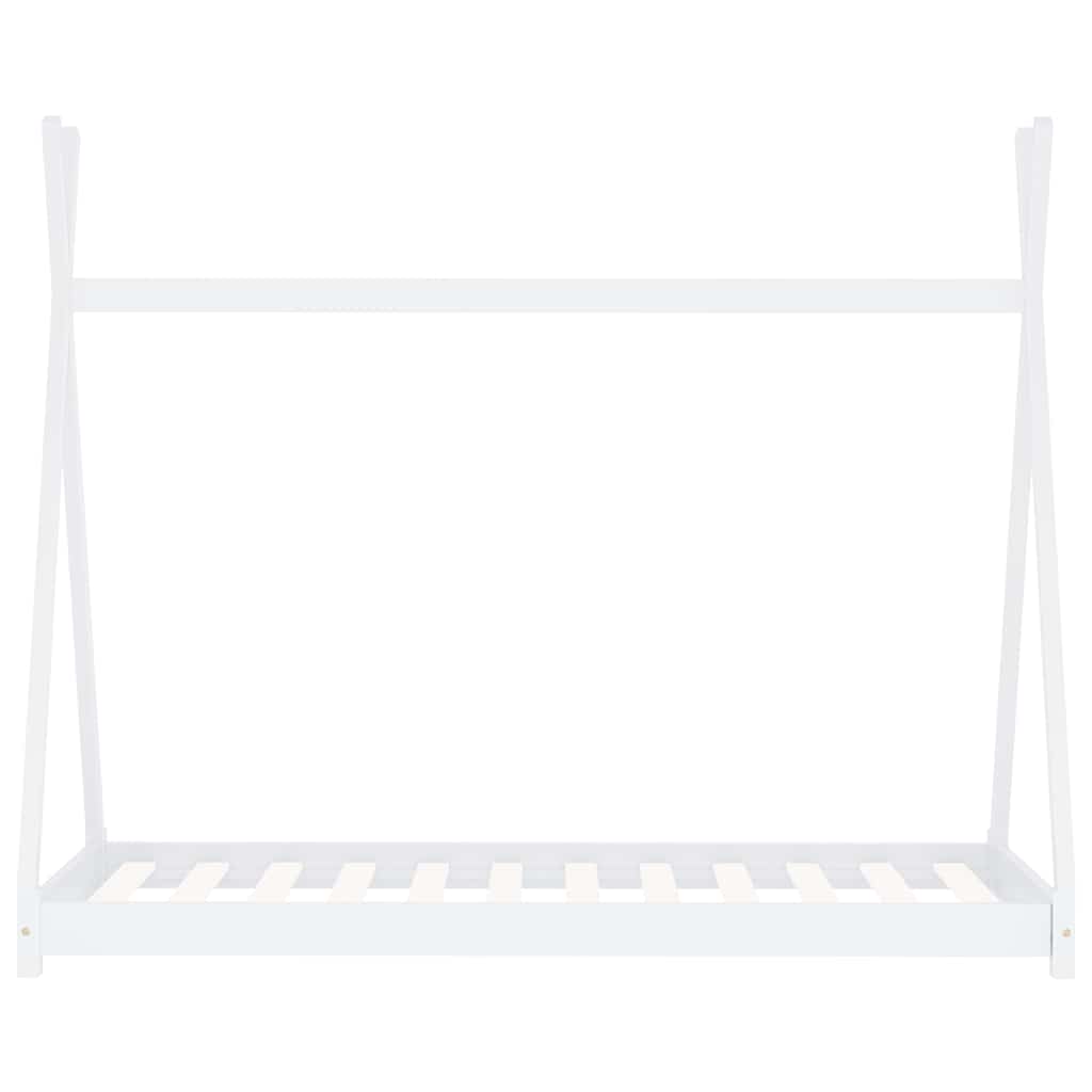 Kinderbedframe massief grenenhout wit 80x160 cm