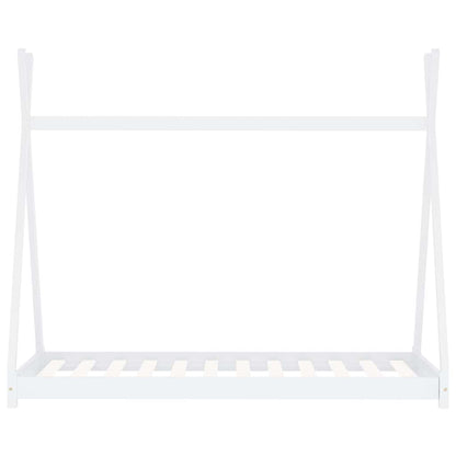 Kinderbedframe massief grenenhout wit 80x160 cm
