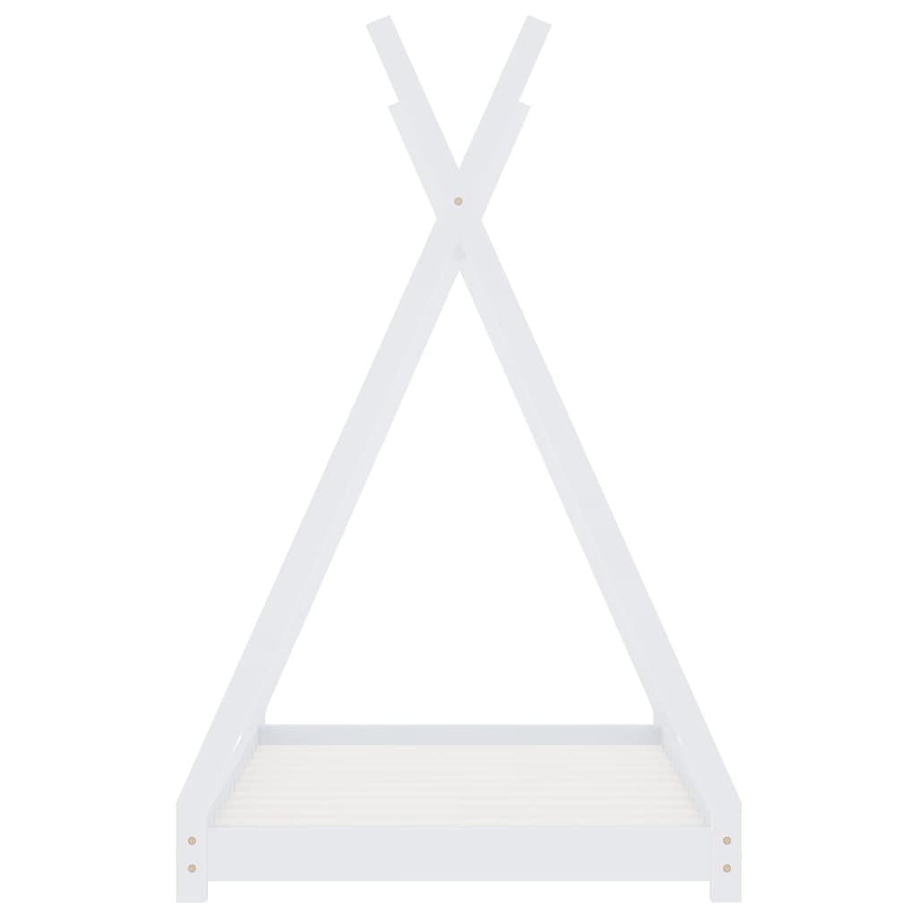 Kinderbedframe massief grenenhout wit 80x160 cm