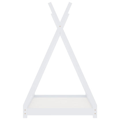 Kinderbedframe massief grenenhout wit 80x160 cm