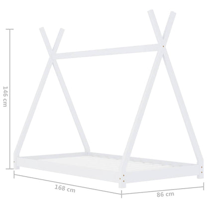 Kinderbedframe massief grenenhout wit 80x160 cm