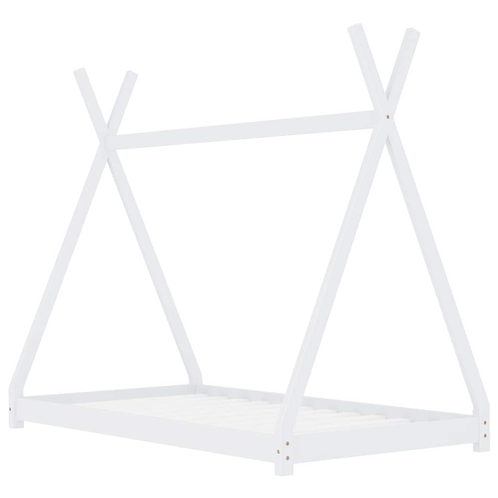 Kinderbedframe massief grenenhout wit 90x200 cm