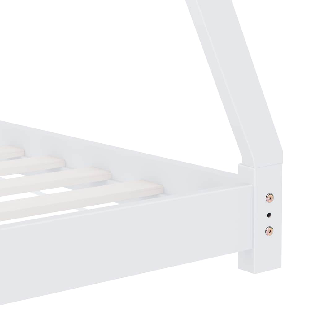Kinderbedframe massief grenenhout wit 90x200 cm