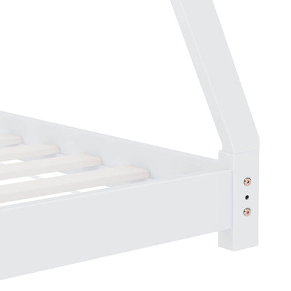 Kinderbedframe massief grenenhout wit 90x200 cm
