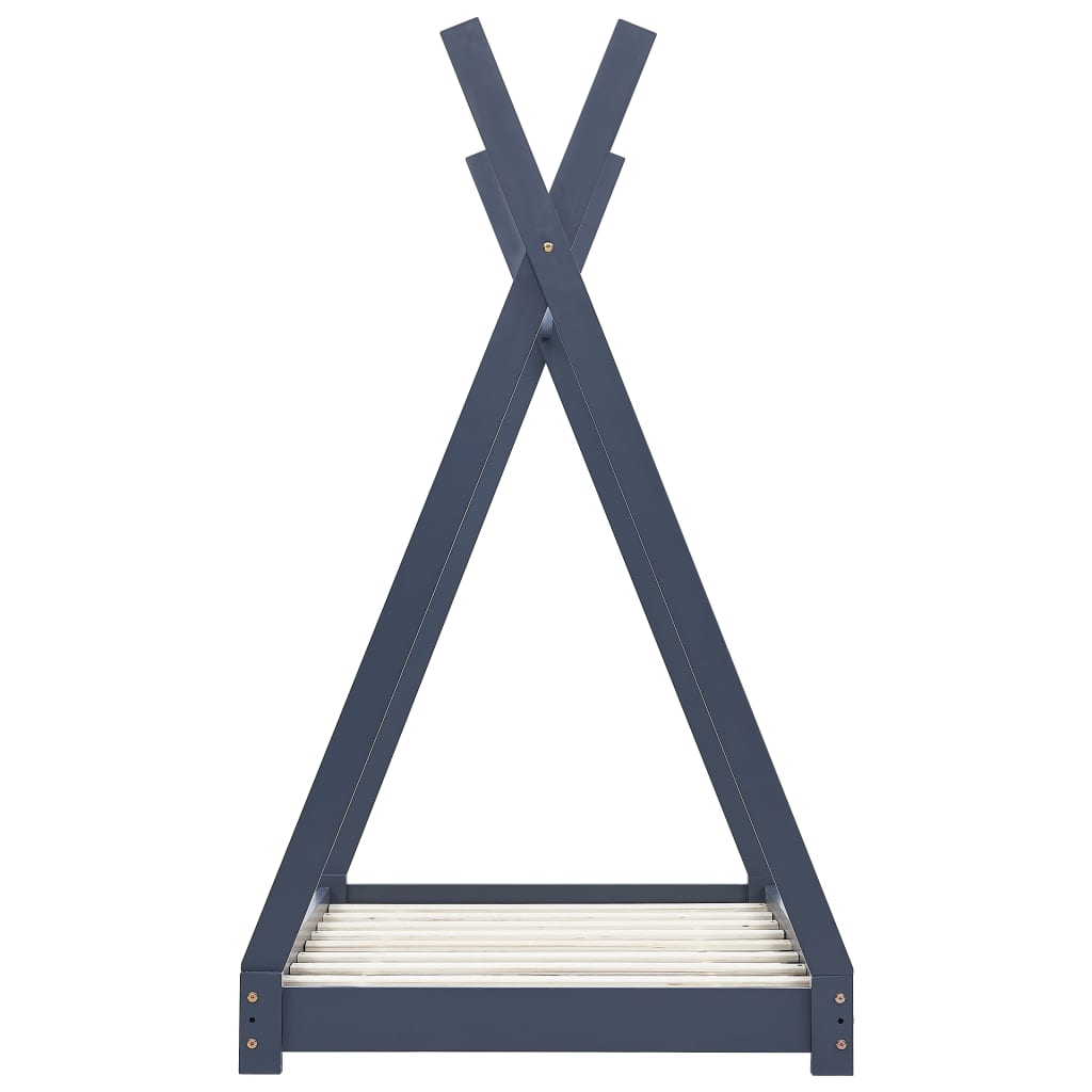 Kinderbedframe massief grenenhout grijs 70x140 cm